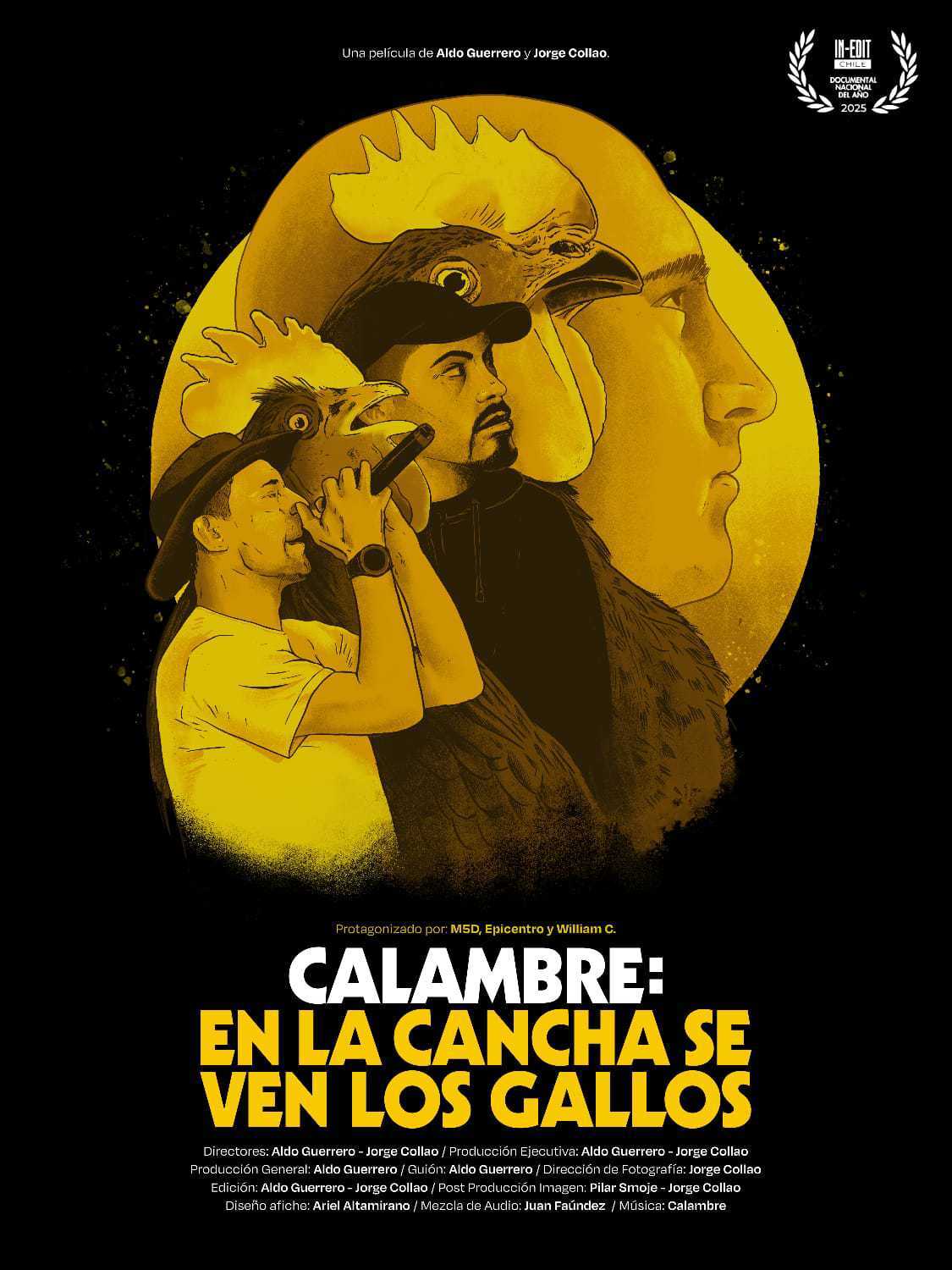Afiche oficial de Calambre: En la cancha se ven los gallos